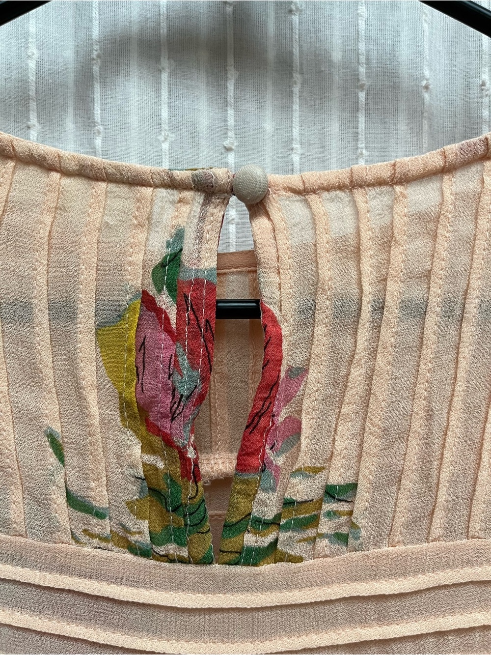 Anthropologie One Fine Day Peach Floral Pintuck Sheer Blouse Top Size S - Picture 7 of 8